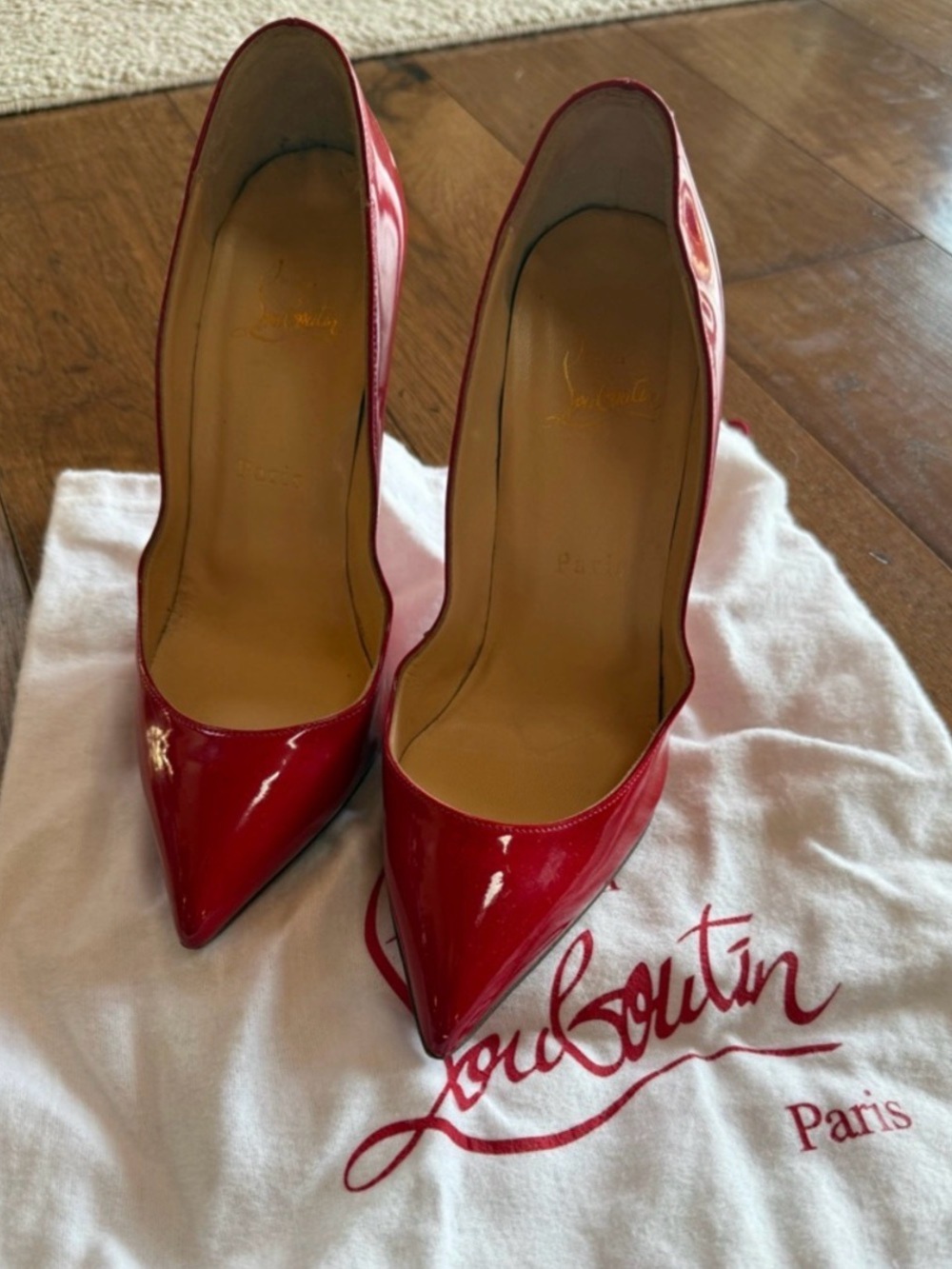 Christian Louboutin Red Patent Pointed Toe Stiletto Pumps